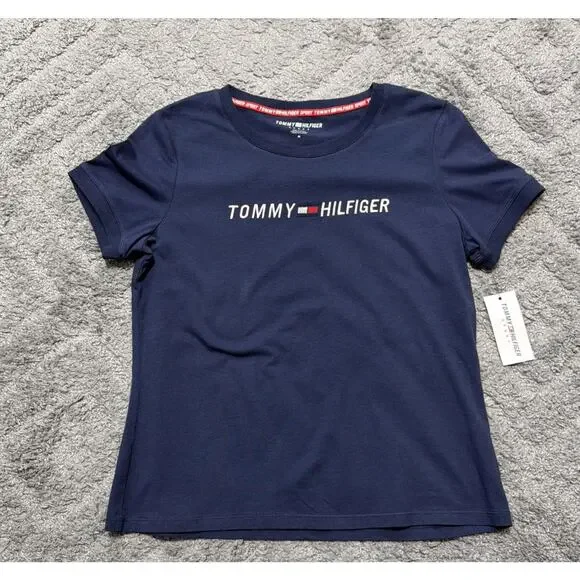 Tommy Hilfiger Sport Women's Embroidered Logo Crewneck T-Shirt Navy M NWT - Picture 3 of 9